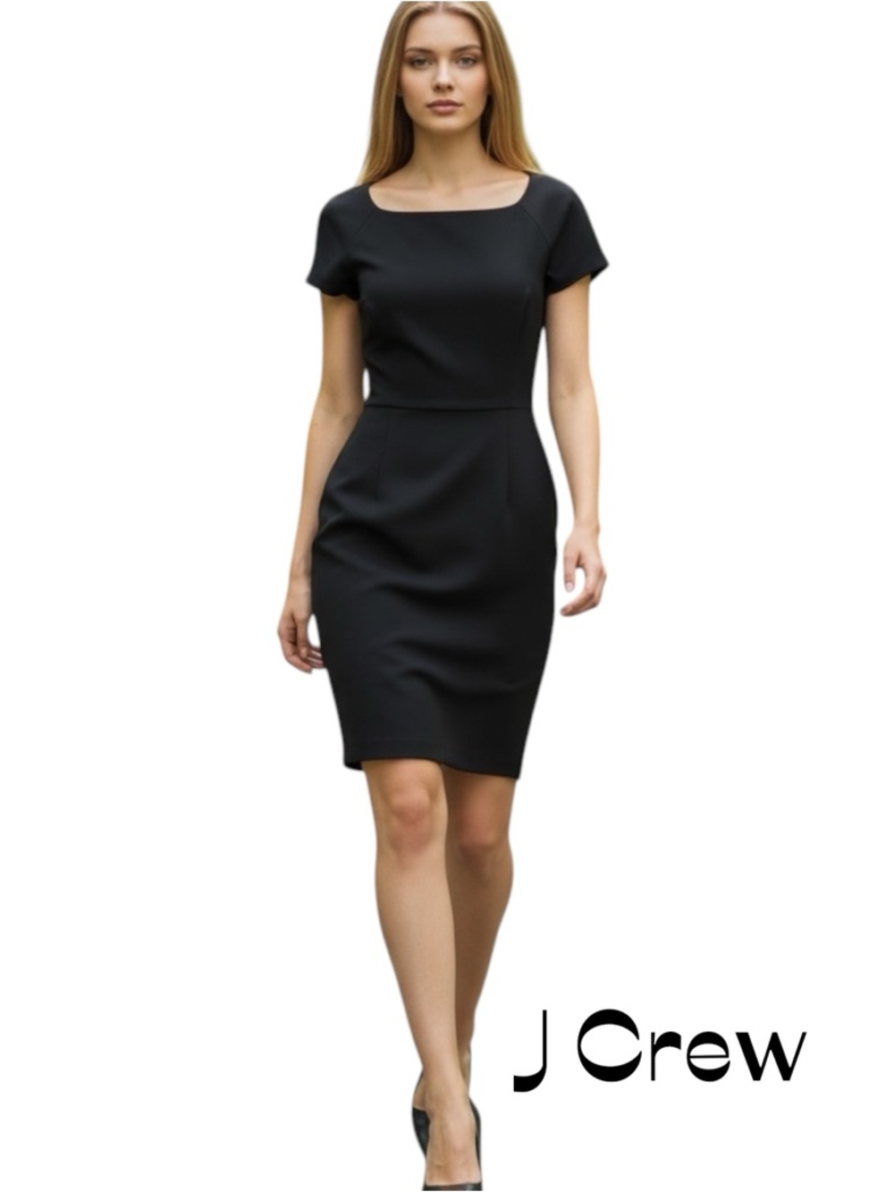 J Crew Black Structured Academia Short Sleeve Dress NWOT Size 6